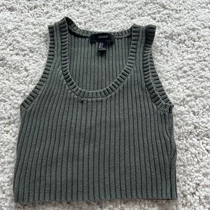 Green knit tank top